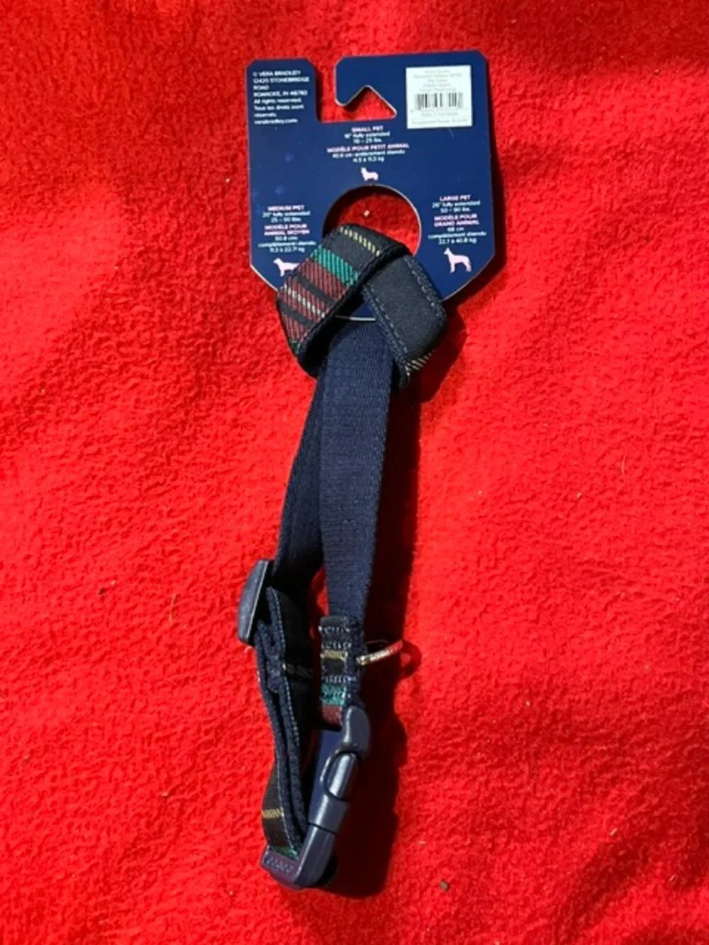 Vera Bradley Tartan Plaid Blue Size LARGE Pet Dog Collar - NEW
